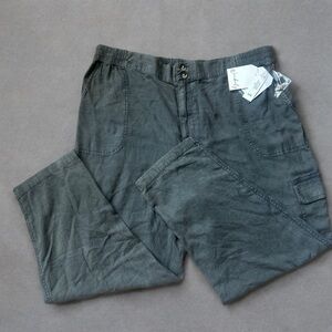 Wonderly XXL Harsh Gray Linen Blend Drapey Cargo Pants NWT